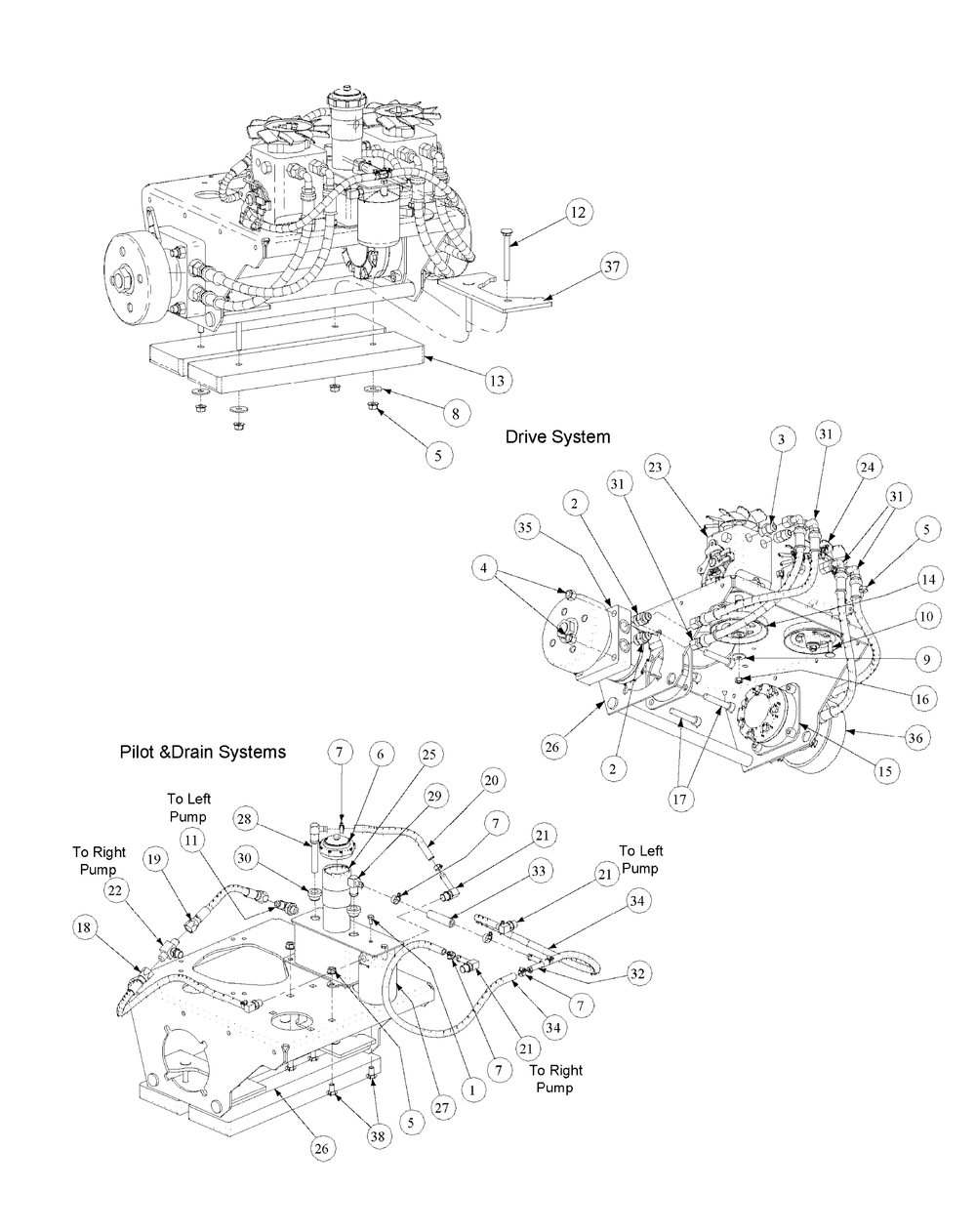 Drive Assembly Version 1 Diagram and Parts List for Z-WING48 53AI5BBY750-23HP-OHV Cub Cadet Lawn Tractor